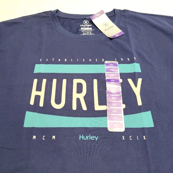 Striped Size XXL Tee Shirt Crew Neck Short Sleeve Crewneck Graphic Print Hurley - Picture 1 of 11